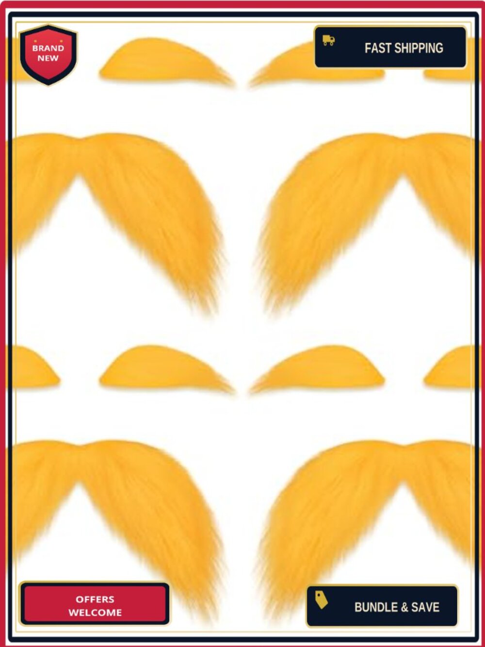4 Pack Self-Adhesive Mustache And Eyebrows Costume Set
